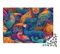 Puzzle Premium De 1000 Piezas Animales Tropicales, Cartón Resistente, Un Vibrante Mundo Tropical Lleno de Animales exóticos Desafío Mental De Alta Dificultad, Mejor Regalo, 70x50cm/1000pcs