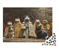 Puzzle Premium De 1000 Piezas Cats, Cartón Resistente, Una mística reunión de Gatos en una Antigua Escena Ritual Desafío Mental De Alta Dificultad, Mejor Regalo, 52x38cm/1000pcs