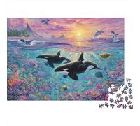 Puzzle Premium De 1000 Piezas Killer Ballena, Cartón Grueso para Adultos, Majestic Killer Ballenas Swimming in A Vibrant Ocean Relajación Y Ocio Interior, Mejor Regalo, 70x50cm/1000pcs