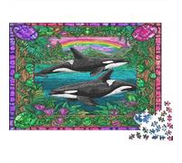Puzzle Premium De 1000 Piezas Killer Ballena En Set, Cartón Extra Grueso para Adultos, Decorative Killer Ballenas in A Colorful Ocean Frame Antiestrés Y Ocio Interior, Idea De Regalo, 52x38cm/1000pcs