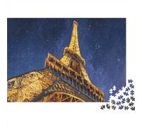 Puzzle Premium De 1000 Piezas Torre Eiffel para La Familia, Cartón Extra Grueso, A Golden View of The Torre Eiffel at Night Actividad Divertida En Casa, Idea De Regalo, 38x26cm/1000pcs
