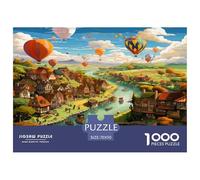 Puzzle Pueblo de Cuento de Hadas De 1000 Piezas para Adultos, Rompecabezas Ilustración de Pueblo Pastoral onírico Adultos, Rompecabezas Familiar Regalos Creativos 70x50cm/1000pcs