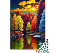 Puzzle Puesta del Sol Bosque otoño De 1000 Piezas Interesante Rompecabezas para Adultos De 1000 Piezas Decoracion Entretenimiento Creativo 70x50cm/1000pcs