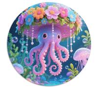 Puzzle Pulpo 1000 Piezas para Adultos Juego Difícil de cartón Rompecabezas Pulpo Flores Coloridas Perla Decorativo Regalo 1000pcs (67.5x67.5cm)