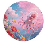 Puzzle Pulpo 1000 Piezas para Adultos Juego EduGatoivo de cartón Rompecabezas Pulpo Flores Coloridas Nubes Rosadas Decorativo Regalo Ideal 1000pcs (67.5x67.5cm)
