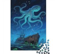 Puzzle Pulpo 1000 Piezas para Adultos Juego EduGatoivo De Madera Rompecabezas Pulpejo Velero Destartalado Decorativo Regalo para Hombre 1000pcs (75x50cm)