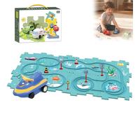 Puzzle Racer Kids Car Track Set, Puzzle Track Play Set with Vehicles, Toys for 3 4 5 6 Year Old Boys, Educational Puzzle (Ocean Series,15 pcs)