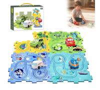 Puzzle Racer Kids Car Track Set, Puzzle Track Play Set with Vehicles, Toys for 3 4 5 6 Year Old Boys, Educational Puzzle (4 Set,5 pcs)