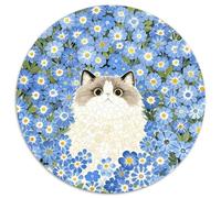 Puzzle Ragdoll 1000 Piezas para Adultos Juego Relajante de cartón Puzzles Gato Ragdoll Flores Azules Decorativo Regalo 1000pcs (67.5x67.5cm)