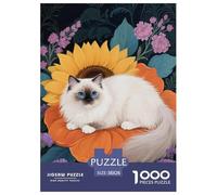 Puzzle Ragdoll 1000 Piezas para Adultos Y Niños Juego Relajante Puzzles Ragdoll Girasol Decorativo Regalo Original 38x26cm/1000pcs
