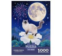 Puzzle Ragdoll 1000 Piezas para Avanzados Juego Relajante De Cartón Puzzles Flores Luna Llena Ragdoll Decorativo Regalo para Hombre 38x26cm/1000pcs
