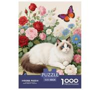 Puzzle Ragdoll 1000 Piezas para Principiantes Juego EduGatoivo De Cartón Puzzles Flores Ragdoll Decorativo Regalo Ideal 38x26cm/1000pcs