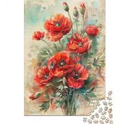 Puzzle Ramo de Amapola roja De 1000 Piezas Interesante Rompecabezas Adultos De 1000 Piezas Juego Hobby 52x38cm/1000pcs