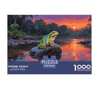 Puzzle Rana Verde de árbol De 1000 Piezas para Adultos, Puzzle Atardecer en Bosque Lluvioso Adultos, Rompecabezas Lógico 38x26cm/1000pcs