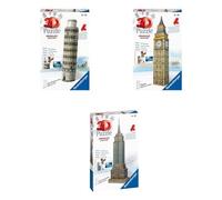Puzzle Ravensburger 3D Mini Edificios Variados, Modelo 83771, Para Construir Y