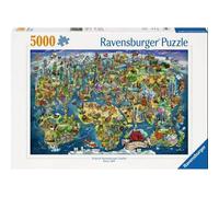 Ravensburger - Mapa del Mundo ilustrado 5000 Piezas | Puzzle 5000 Piezas | Rompecabezas Adultos | Mide 101 X 153cm | Ideas Regalos | Regalo Original