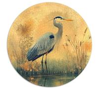 Puzzle redondo 1000 piezas gran garza azul estilo arte naturaleza rompecabezas colorido, divertido, estimulante y cautivador para adultos 1000 piezas (67,5 x 67,5 cm)