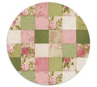 Puzzle Redondo 1000 piezas Patchwork Rosa-Verde Rosas Juegos Clásicos para Adultos 1000 piezas (67,5x67,5cm)