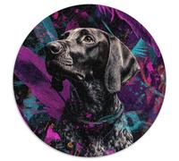 Puzzle redondo 1000 piezas retrato de perro estilo artístico vibrante rompecabezas imposible para adultos 1000 piezas (67,5 x 67,5 cm)