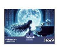 Puzzle Regalo Piano Luz Lunar 1000 Piezas Adultos, Arte Niña Piano Luna, Decoración Pared Juego Educativo Antiestrés Hogar 38x26cm