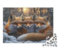 Puzzle Renards Dans la Neige Pour Adultes,52x38cm/1000pcs,jeu Éducatif,décoration De La Maison,Scène de faune hivernale