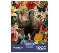 Puzzle Rinoceronte 1000 Piezas - para Adultos Rompecabezas De Floraciones, Desafío Mental Y Juego Complejo, Arte Decorativo, Regalo Ideal 38x26cm/1000pcs