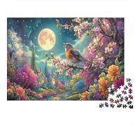 Puzzle Robin Cantando bajo Luna Llena Vida Silvestre 1000 Piezas para Adultos, Decoración del Hogar 52x38cm/1000pcs