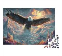 Puzzle Rompecabezas Águila Calva Volando sobre Picos de montaña 1000 Piezas - Adultos, Desafiante, Decoración del Hogar, Regalo Vida Silvestre 52x38cm/1000pcs