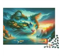Puzzle Rompecabezas de Gato Lindo 1000 Piezas para Adultos Rostro de Gato Formado por Paisaje Desafío de Juego Educativo | Gran Idea de Regalo 52x38cm/1000pcs
