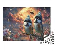 Puzzle Rompecabezas Pájaros en Gorros con Luna y Abejas 1000 Piezas - Adultos, Desafiante, Decoración del Hogar, Regalo Vida Silvestre 70x50cm/1000pcs