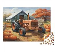 Puzzle Rompecabezas Viejo Tractor en el Campo de la Calabaza 1000 Piezas - Adultos, Desafiante, Decoración del Hogar, Regalo El Paisaje 38x26cm/1000pcs