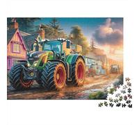 Puzzle Rural Tractor Scene 1000 Pezzi Colorful Village Art Style - Ragazzi E per Adulti, Divertente Gioco Familiare, Parete Da Decorazione E Regalo 38x26cm/1000pcs
