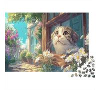 Puzzle Scottish Fold Cat por la Ventana Mascotas Rompecabezas 1000 Piezas - Adultos, Regalo, Juego Familiar, Decoración del Hogar 52x38cm/1000pcs