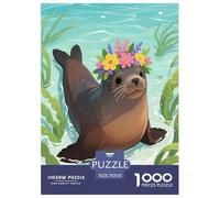 Puzzle Sea León 1000 Piezas para Avanzados Juego Desafiante De Cartón Rompecabezas Corona Flores León Mar Decorativo Regalo para Hombre 70x50cm/1000pcs