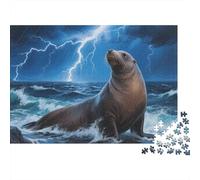 Puzzle Sea León De 1000 Piezas para Adultos, Rompecabezas Océano tormentoso Adultos, Rompecabezas Familiar Regalos Creativos 1000pcs (75x50cm)