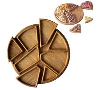 Puzzle Serving Tray Wood Food, Funny Puzzle Shaped Serving Tray with 8 Removable Compartments for Fruits, Nuts, Meats, Dips, for Coffee Table, Party, Kitchen (1pcs)