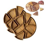 Puzzle Serving Tray Wood Food, Funny Puzzle Shaped Serving Tray with 8 Removable Compartments for Fruits, Nuts, Meats, Dips, for Coffee Table, Party, Kitchen (2pcs)