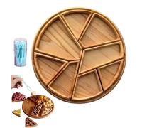Puzzle Serving Tray Wood Food, Funny Snack Wooden Decorative Tray, Wood with 8 Removable Compartments Fruit Plate for Coffee Table,Party,Home,Kitchen