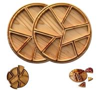 Puzzle Serving Tray Wood Food,Funny Wooden Tray with 8 Removable Compartments,Snack Embutidos Plate Divided Dish,for Coffee Table,Living Room,Kitchen (2)