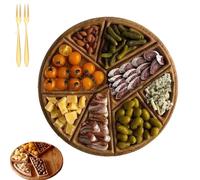 Puzzle Serving Tray, Wood Food with 8 Removable Compartments, 2026 New Funny Puzzle Shaped Serving Tray, for Fruits, Nuts, Meats, Dips, for Coffee Table, Living Room, Kitchen (9.84 * 9.84in)