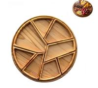 Puzzle Serving Tray - Wood with Removable Compartments, Divided Serving Tray for Decor, Nuts Cheese, Coffee Table, Party, Home, Kitchen (9.84 * 9.84 * 1.18 in)