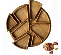 Puzzle Serving Tray - Wood with Removable Compartments, Divided Serving Tray for Decor, Nuts Cheese, Coffee Table, Party, Home, Kitchen (11.81 * 11.81 * 1.5in)
