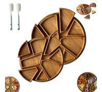 Puzzle Servir Bandeja - Madera con compartimentos extraíbles, puzzle servir madera de bandeja, para frutas, nueces, carnes, inmersiones, para mesa de café, sala de estar, cocina(Small+Large)