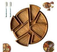 Puzzle Servir Bandeja - Madera con compartimentos extraíbles, puzzle servir madera de bandeja, para frutas, nueces, carnes, inmersiones, para mesa de café, sala de estar, cocina(L)