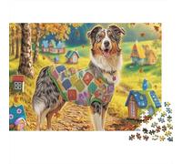 Puzzle Sheltie en Abrigo de Patchwork Mascotas Rompecabezas De 1000 Piezas - Desafiante, Regalo, Decoración del Hogar, para Adultos 52x38cm/1000pcs