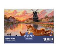 Puzzle Shiba Inu 1000 Piezas - para Adultos Rompecabezas De Lagoside Molino de Viento, Desafío Divertido Y Familiar, Arte Decorativo, Regalo Ideal 38x26cm/1000pcs