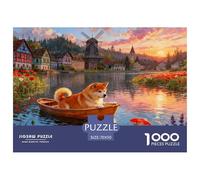 Puzzle Shiba Inu 1000 Piezas - para Adultos Rompecabezas De Orilla del Lago con Molino de Viento, Desafío Divertido Y Familiar, Arte Decorativo, Regalo para Hombre 70x50cm/1000pcs