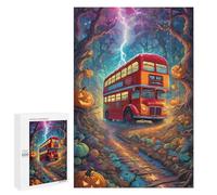 Puzzle sofisticado para adultos, 1000 piezas, autobús de Halloween en bosque encantado, juego familiar, regalo de cumpleaños, gran regalo para los amantes de los juegos, 1000 unidades