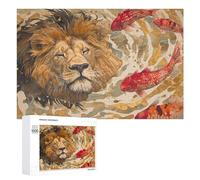 Puzzle sofisticado para adultos, 1000 piezas León y Koi Fish Print Puzzle para adolescentes - Juegos divertidos - Promueve la memoria - Gran regalo para los amantes de los juegos 1000 piezas