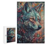 Puzzle sofisticado para adultos, 1000 unidades, retrato de lobo floral, 2 rompecabezas para adolescentes, juegos divertidos, promueve la memoria, gran regalo para los amantes de los juegos, 1000